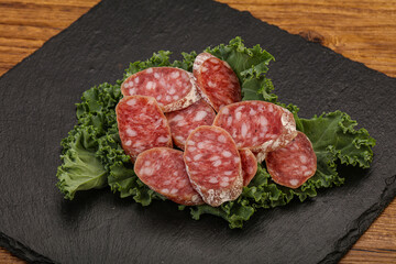 Iberian pork Fuet sausage slices