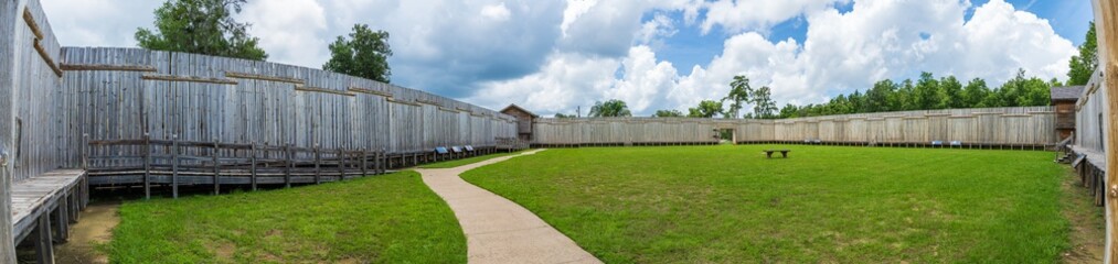Fototapeta na wymiar Panorama inside Fort King Historic Landmark - Ocala, Florida, USA