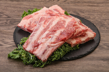 Raw pork ribs for cooking