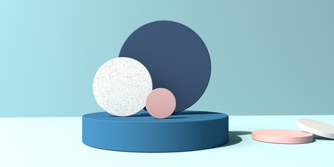 3D render of podium and circles