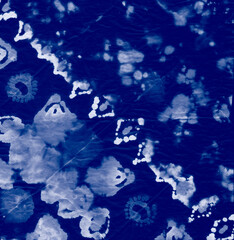 Motif Ikat Pattern. Blue Art Simple Batik Paint.