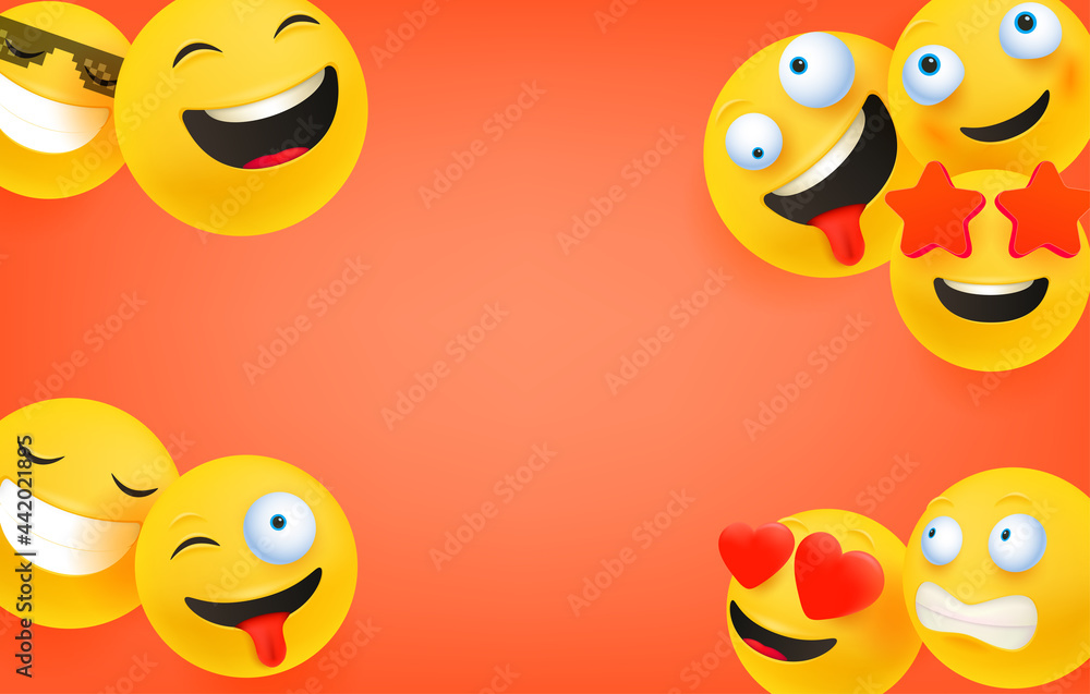 Poster frame background with emoticons. copy space for a text