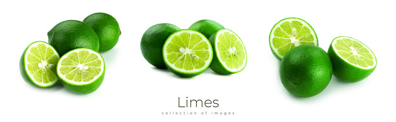 Limes isolated on a white background. Lime citrus.