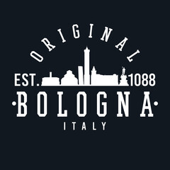 Bologna, Italy Skyline Original. A Logotype Sports College and University Style. Illustration Design Vector City. © josepperianes