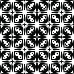 
Abstract Flower Tiles. Seamless Vector Pattern Design. Black and white pattern. 