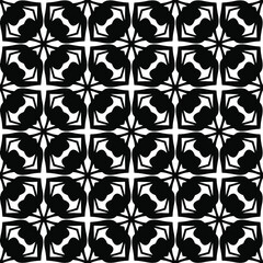 
Abstract Flower Tiles. Seamless Vector Pattern Design. Black and white pattern. 