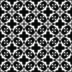 
Abstract Flower Tiles. Seamless Vector Pattern Design. Black and white pattern. 