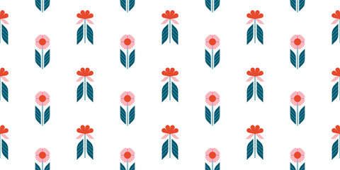 Scandinavian floral seamless pattern with abstract flowers background design