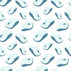 Computer Mouse Icon Emoji Pattern. Technology Gadget Seamless Background Symbols. Doodle Emoticon Illustration Design Vector.