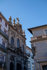 Fototapeta na wymiar View of the buildings on one of the streets in the historical center of Porto, Portugal.