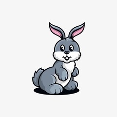 Rabbit cartoon illustration logo design vector