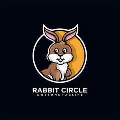 Rabbit cartoon illustration logo design vector