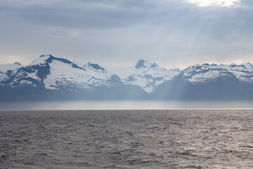 Fototapeta na wymiar Chatham Strait and Baranof Island in South East Alaska
