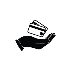 hand holding Credit or bank card money icon