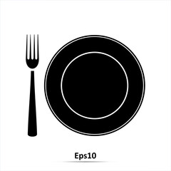 Plate with cutlery. Vector illustration