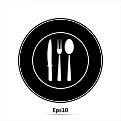 Plate with cutlery. Vector illustration