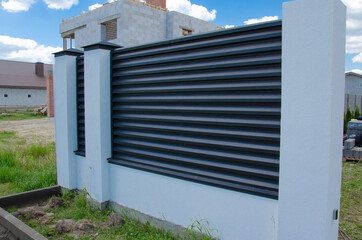 Aluminum gray metal gate portal of suburb house