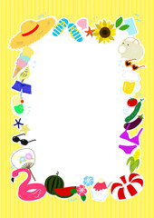 ポップな夏の手描きイラストフレーム