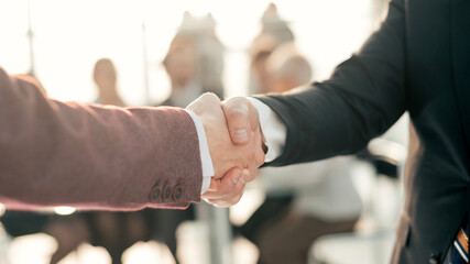 close up. reliable handshake of business people.
