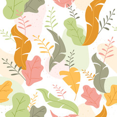 Abstract Seamless Background with Leaves