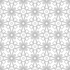 Vector pattern with symmetrical elements . Modern stylish abstract texture. Repeating geometric tiles from striped elements.Black and white pattern.