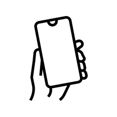 smartphone gadget in hand line icon vector. smartphone gadget in hand sign. isolated contour symbol black illustration