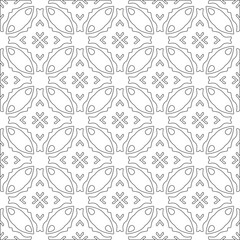 Vector pattern with symmetrical elements . Modern stylish abstract texture. Repeating geometric tiles from striped elements.Black and white pattern.