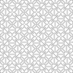 Fototapeta premium Vector pattern with symmetrical elements . Modern stylish abstract texture. Repeating geometric tiles from striped elements.Black and white pattern.