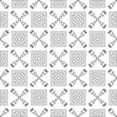 Vector pattern with symmetrical elements . Modern stylish abstract texture. Repeating geometric tiles from striped elements.Black and white pattern.