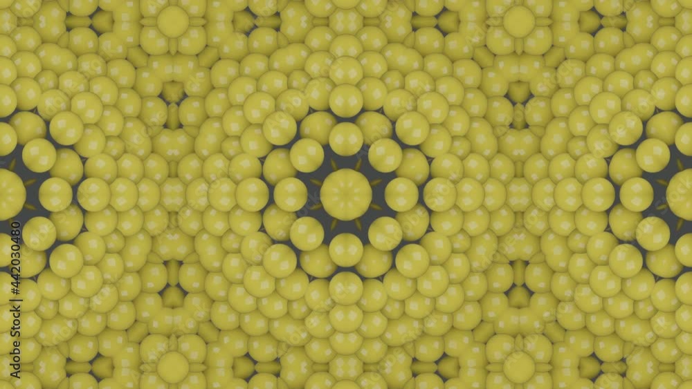 Poster yellow balls in an abstract animated mosaic pattern. background with a simple seamless loop motion g
