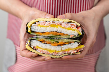 Korean and Japanese style sushi kimbap wraps