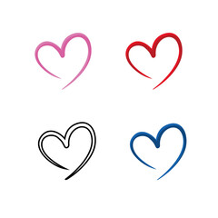 set abstract hearts stylized shapes