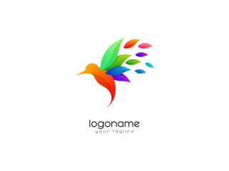abstract colorful bird logo design template
