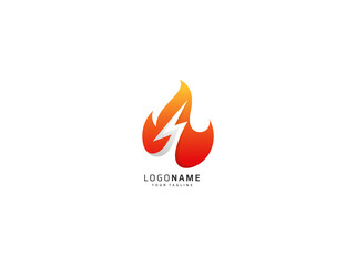 bolt and fire logo design template