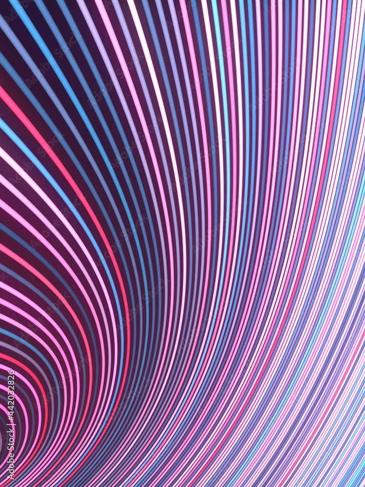 Poster wavy digital illustration of twisted multicolored lines 3d render decorative art