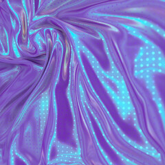 Obraz premium Wavy iridescent glitter fabric with pattern of glitter diamonds. 3d rendering digital illustration