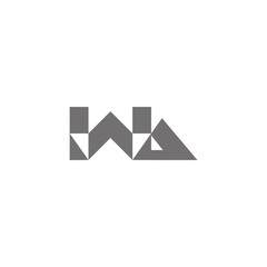 letter wb triangle geometric mosaic logo vector
