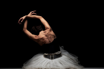 ballerina with a tutu posing on the floor © Nikola Spasenoski