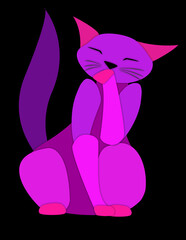 Cat pink background black