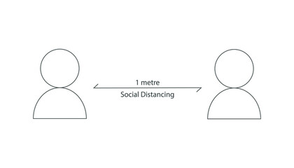 Social Distancing illustration concept. Coronovirus epidemic preventive measures. Steps to protect yourself from infection. Keep the 1 meter distance when meeting each other.