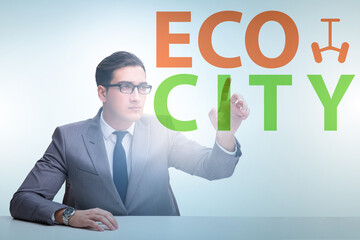 Ecocity ecology concept with businessman