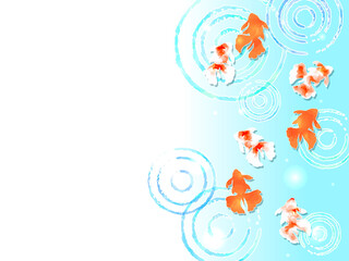 金魚と水面のイラスト背景