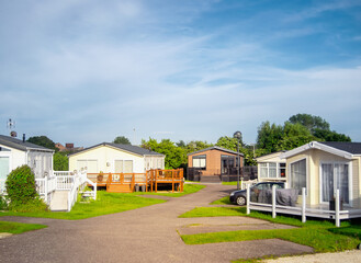 Fototapeta na wymiar Static caravan homes in a caravan park in England