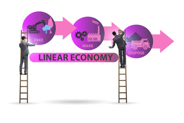 Concept of linear economy with businessman