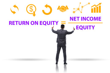 Businessman in return on equity concept