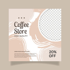 Fototapeta premium Coffee shop squared flyer template. - Vector.