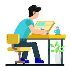 online school studying education icon illustration vector graphic