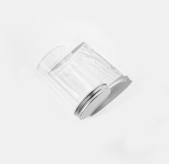 minimalist photography of a transparent jar. minimal concept photography of the glassware for wall art, print, and interior decoration.