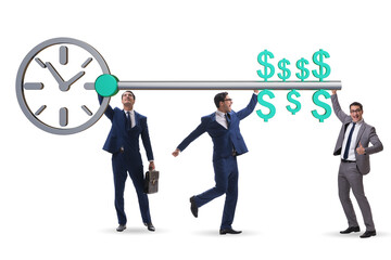 Time is money concept with businessman and key