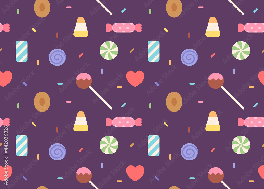 Fototapete a pattern background with a regular arrangement of cute candies. simple pattern design template.